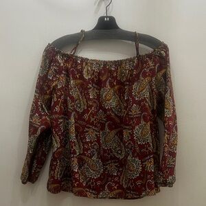 One Clothing Paisley Off-Shoulder long sleeve Blouse - Red and Gold